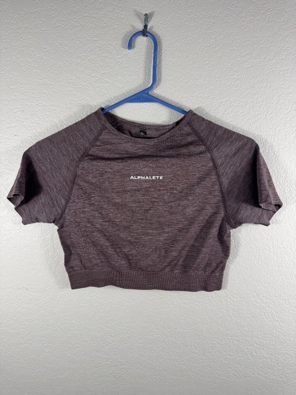Alphalete Seamless Crop Top Womens M Mauve Brown Heather Short Sleeve Gym Tee